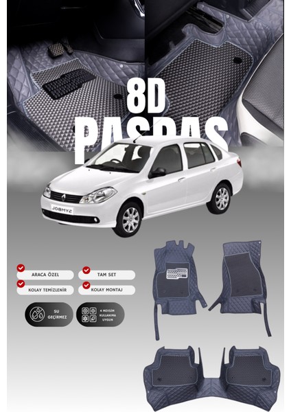 Renault Symbol (2008-2012) 8d Deri Havuzlu Oto Paspas | Tam Koruma,araca Özel & Hızlı Montaj