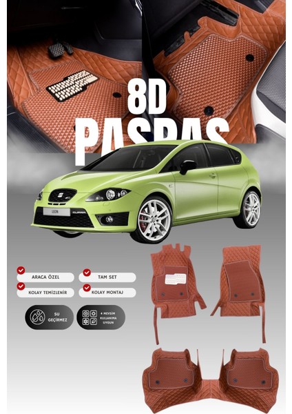 Seat Leon Cupra (2006-2012) 8d Deri Havuzlu Oto Paspas | Tam Koruma,araca Özel & Hızlı Montaj