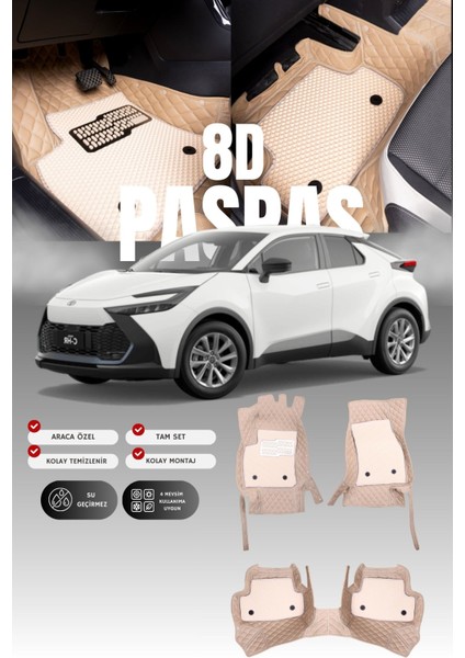 Toyota Ch-R (2023 ve Sonrası) 8d Deri Havuzlu Oto Paspas | Tam Koruma,araca Özel & Hızlı Montaj