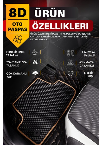 Byd Han (2020 ve Sonrası) 8d Deri Havuzlu Oto Paspas | Tam Koruma,araca Özel Koruma & Hızlı Montaj