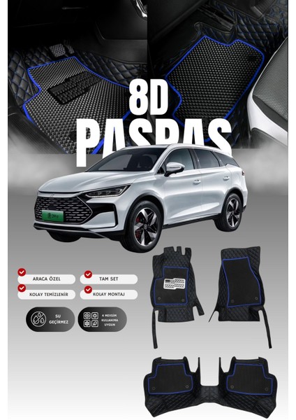 Byd Tang (2018 ve Sonrası) 8d Deri Havuzlu Oto Paspas | Tam Koruma,araca Özel Koruma & Hızlı Montaj