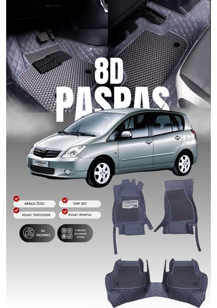 Toyota Corolla Verso (2001-2004 ) 8d Deri Havuzlu Oto Paspas | Tam Koruma & Hızlı Montaj