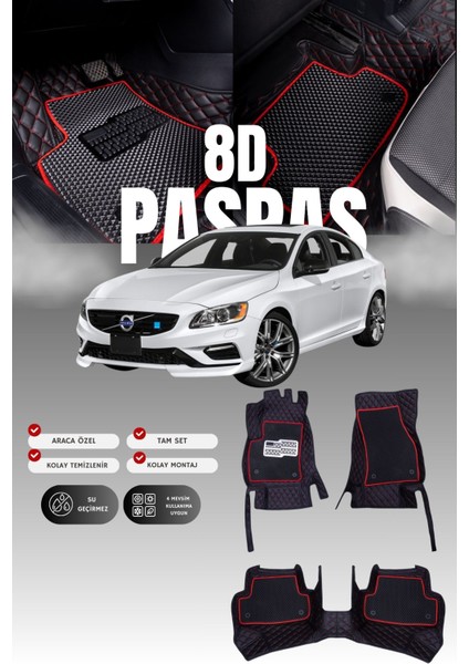 Volvo S60 (2010-2018) 8d Deri Havuzlu Oto Paspas | Tam Koruma,araca Özel & Hızlı Montaj