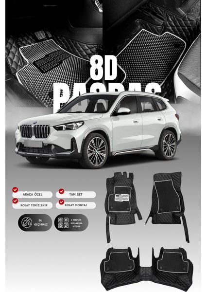 Bmw x Serisi X1 (2022 ve Sonrası) 8d Deri Havuzlu Oto Paspas | Tam Koruma,araca Özel & Hızlı Montaj