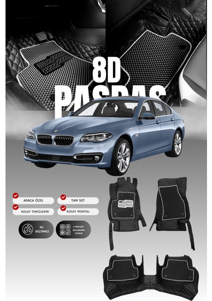 Bmw 5 Serisi F10 (2010-2017) 8d Deri Havuzlu Oto Paspas | Tam Koruma,araca Özel & Hızlı Montaj