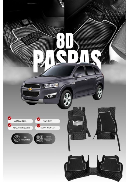 Chevrolet Captivia (2006-2018) 8d Deri Havuzlu Oto Paspas | Tam Koruma,araca Özel & Hızlı Montaj