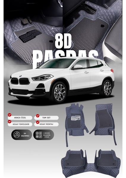 Bmw x Serisi X2 F39 (2018-2023) 8d Deri Havuzlu Oto Paspas | Tam Koruma,araca Özel & Hızlı Montaj