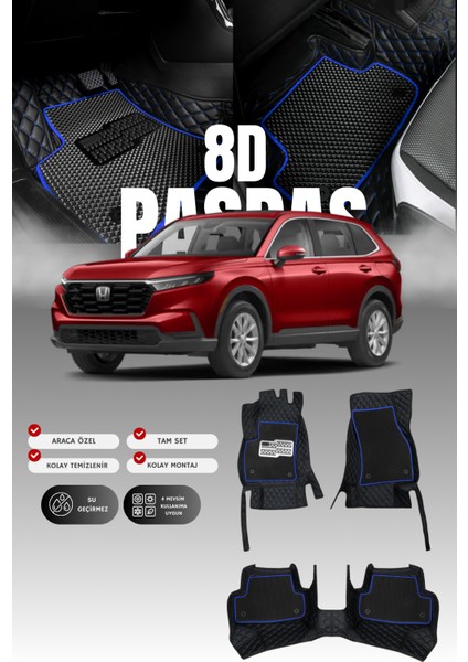 Honda Cr-V (2023 ve Sonrası) 8d Deri Havuzlu Oto Paspas | Tam Koruma,araca Özel & Hızlı Montaj