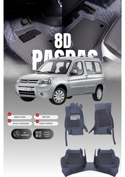 Citroen Berlingo (1996-2010) 8d Deri Havuzlu Oto Paspas | Tam Koruma,araca Özel & Hızlı Montaj