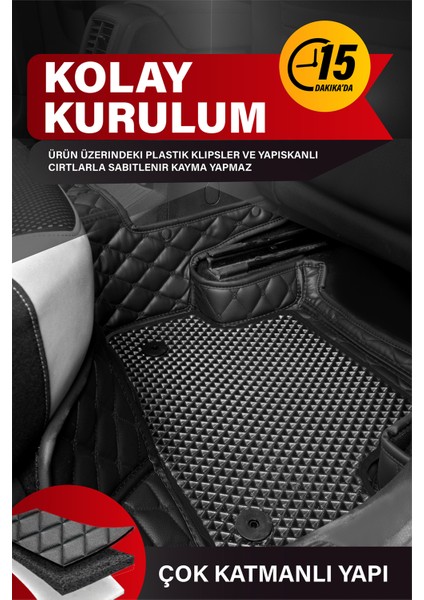 Citroen Berlingo (2018 ve Sonrası) 8d Deri Havuzlu Oto Paspas | Tam Koruma,araca Özel & Hızlı Montaj