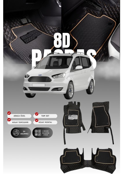 Ford Tourneo Courier (2014-2023) 8d Deri Havuzlu Oto Paspas | Tam Koruma,araca Özel & Hızlı Montaj