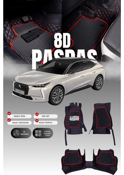 Ds Ds4 (2021 ve Sonrası) 8d Deri Havuzlu Oto Paspas | Tam Koruma,araca Özel & Hızlı Montaj