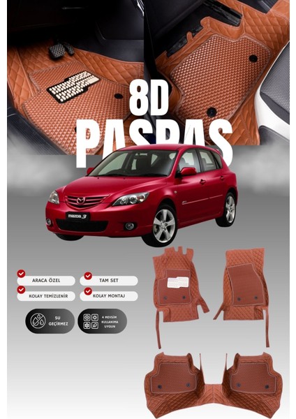 Mazda 3 (2003-2009) 8d Deri Havuzlu Oto Paspas | Tam Koruma,araca Özel Kesim & Hızlı Montaj