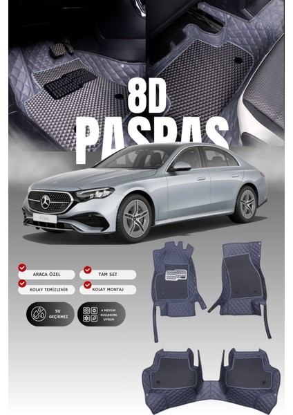 Mercedes E180 / W214 (2023 ve Sonrası) 8d Deri Havuzlu Oto Paspas | Tam Koruma & Hızlı Montaj