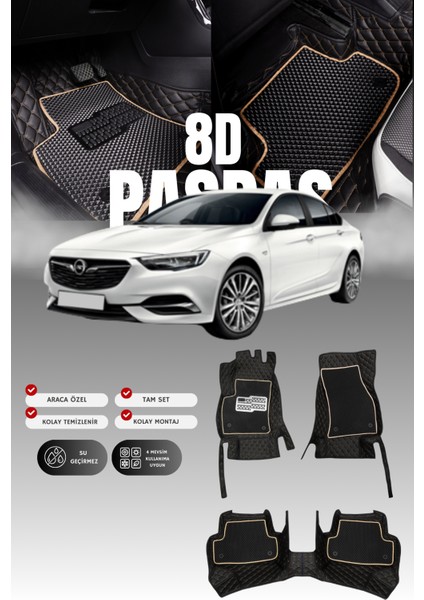 Opel Insignia (2017-2022) 8d Deri Havuzlu Oto Paspas | Tam Koruma,araca Özel Kesim & Hızlı Montaj