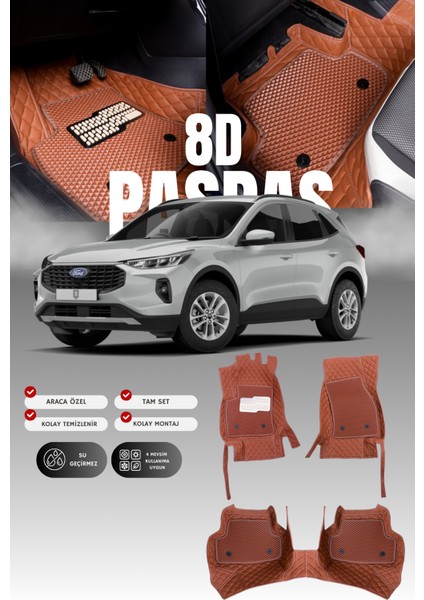 Ford Kuga (2020 ve Sonrası) 8d Deri Havuzlu Oto Paspas | Tam Koruma,araca Özel & Hızlı Montaj