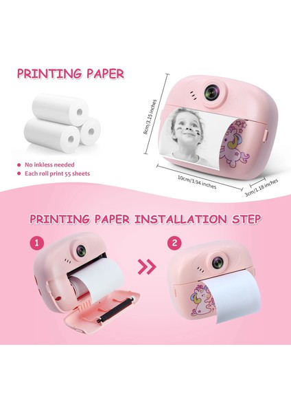Çocuklar Için Termal Yazıcı ve Eğitici Dijital Kamera Bas Çek Baskı Al 2.4 Inç Ekran
