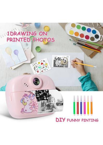 Çocuklar Için Termal Yazıcı ve Eğitici Dijital Kamera Bas Çek Baskı Al 2.4 Inç Ekran