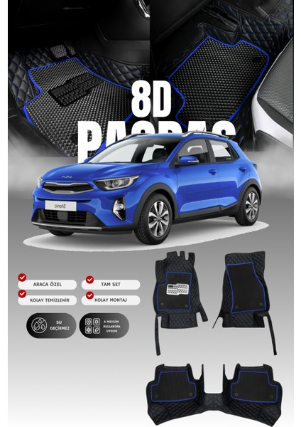 Kia Stonic (2017 ve Sonrası) 8d Deri Havuzlu Oto Paspas | Tam Koruma,araca Özel & Hızlı Montaj