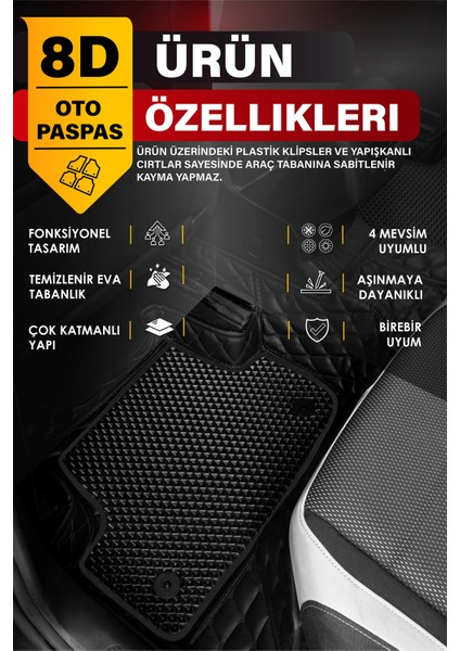 Nissan X-Trail Benzinli (2022 ve Sonrası) 8d Deri Havuzlu Oto Paspas | Tam Koruma & Hızlı Montaj