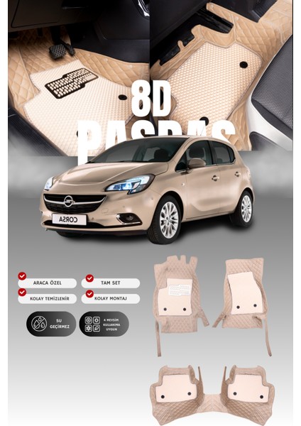 Opel Corsa D (2006-2014) 8d Deri Havuzlu Oto Paspas | Tam Koruma,araca Özel & Hızlı Montaj