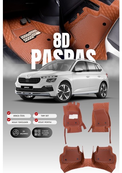 Skoda Kamıq (2019 ve Sonrası) 8d Deri Havuzlu Oto Paspas | Tam Koruma,araca Özel & Hızlı Montaj