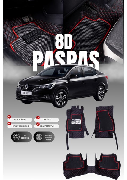 Renault Tailant (2021 ve Sonrası) 8d Deri Havuzlu Oto Paspas | Tam Koruma,araca Özel & Hızlı Montaj