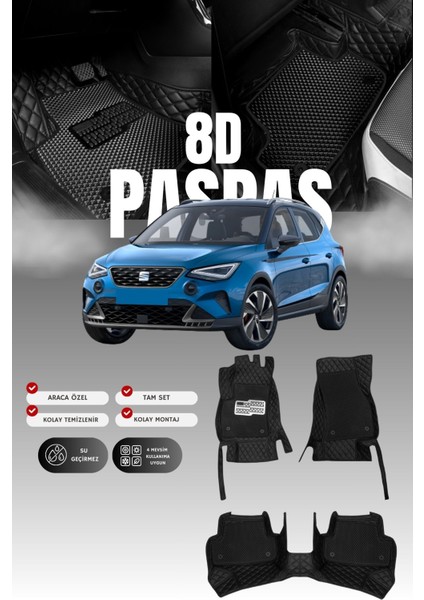 Seat Arona (2017 ve Sonrası) 8d Deri Havuzlu Oto Paspas | Tam Koruma,araca Özel & Hızlı Montaj