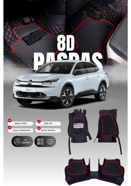 Citroen C4X Elektrikli (2022 ve Sonrası) 8d Deri Havuzlu Oto Paspas | Tam Koruma & Çift Katmanlı