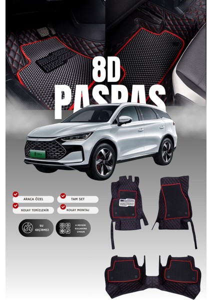Byd Tang (2018 ve Sonrası) 8d Deri Havuzlu Oto Paspas | Tam Koruma,araca Özel Koruma & Hızlı Montaj