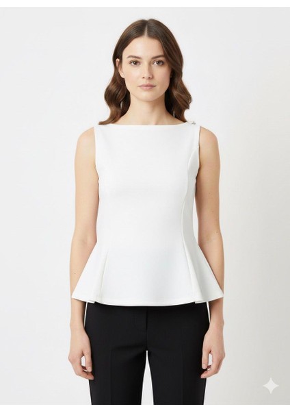 21001 Kayıkyaka Peplum Bluz