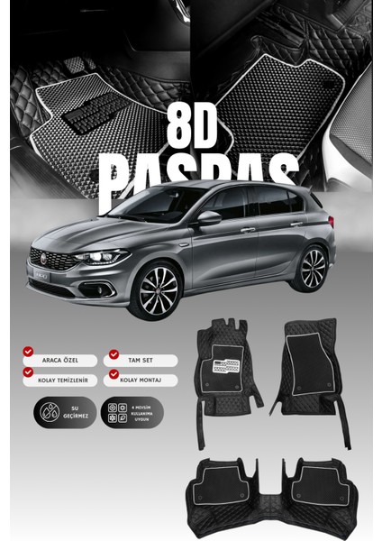 Fiat Egea Station Wagon (2016-2020) 8d Deri Havuzlu Oto Paspas | Tam Koruma & Hızlı Montaj