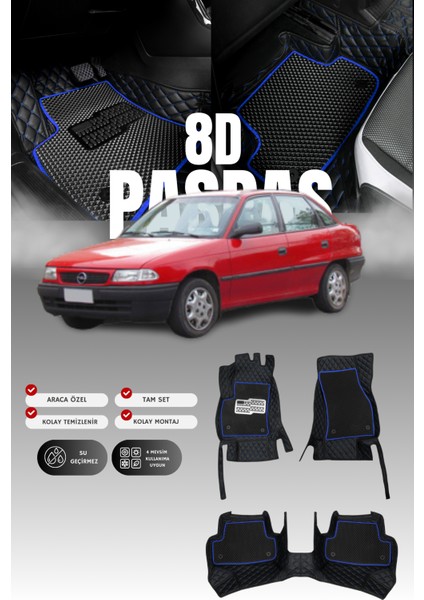 Opel Astra F (2000-2006) 8d Deri Havuzlu Oto Paspas | Tam Koruma,araca Özel & Hızlı Montaj