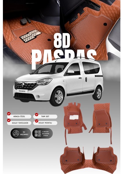 Dacia Duster (2010-2017) 8d Deri Havuzlu Oto Paspas | Tam Koruma,araca Özel & Hızlı Montaj