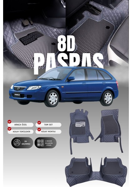 Mazda Familia (1998-2003) 8d Deri Havuzlu Oto Paspas | Tam Koruma,araca Özel Kesim & Hızlı Montaj