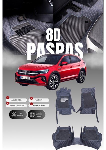 Volkswagen Taigo (2022 ve Sonrası) 8d Deri Havuzlu Oto Paspas | Tam Koruma & Hızlı Montaj