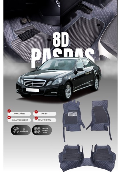 Mercedes E200 / W212 (2009-2016) 8d Deri Havuzlu Oto Paspas | Tam Koruma,araca Özel & Hızlı Montaj