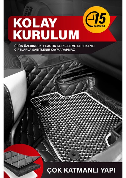 Honda Accord (2002-2007) 8d Deri Havuzlu Oto Paspas | Tam Koruma,araca Özel & Hızlı Montaj