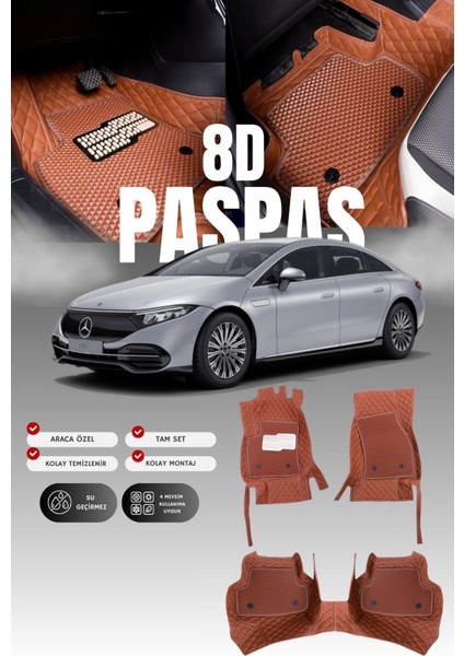 Mercedes Eqs 500 / V297 (2020 ve Sonrası) 8d Deri Havuzlu Oto Paspas | Tam Koruma & Hızlı Montaj