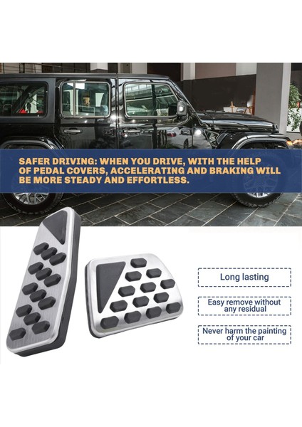 Gaz ve Fren Kapağı 2018-2019 Jeep Wrangler Jl Modelleri Için Otomatik Paslanmaz Çelik Ayak Pad Kiti 2 Adet (Yurt Dışından) modelleri