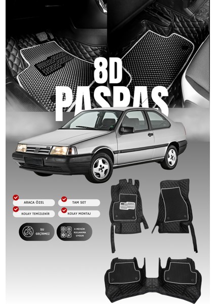 Fiat Tempra (1991-1999) 8d Deri Havuzlu Oto Paspas | Tam Koruma,araca Özel & Hızlı Montaj