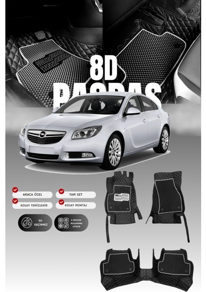 Opel Insignia (2008-2017) 8d Deri Havuzlu Oto Paspas | Tam Koruma,araca Özel Kesim & Hızlı Montaj