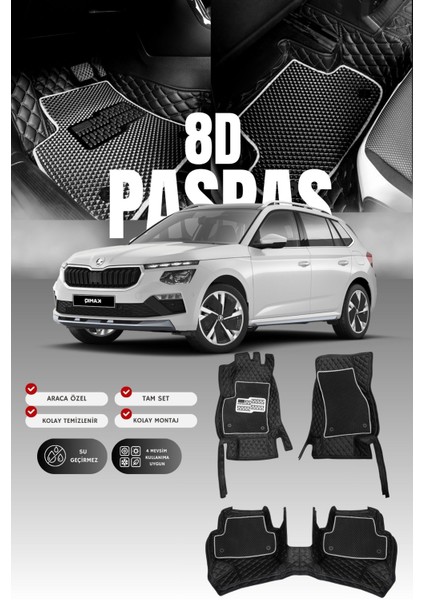 Skoda Kamıq (2019 ve Sonrası) 8d Deri Havuzlu Oto Paspas | Tam Koruma,araca Özel & Hızlı Montaj