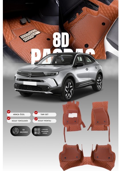 Opel Mokka Elektrikli (2021 ve Sonrası) 8d Deri Havuzlu Oto Paspas | Tam Koruma & Hızlı Montaj