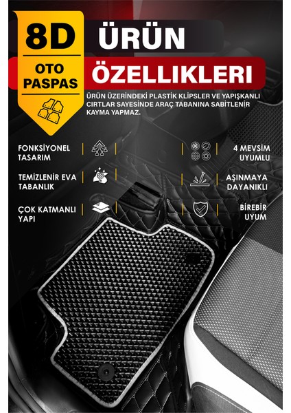 Skoda Kamıq (2019 ve Sonrası) 8d Deri Havuzlu Oto Paspas | Tam Koruma,araca Özel & Hızlı Montaj