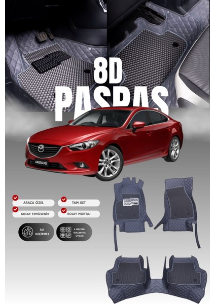 Mazda 6 (2013-2023) 8d Deri Havuzlu Oto Paspas | Tam Koruma,araca Özel Kesim & Hızlı Montaj