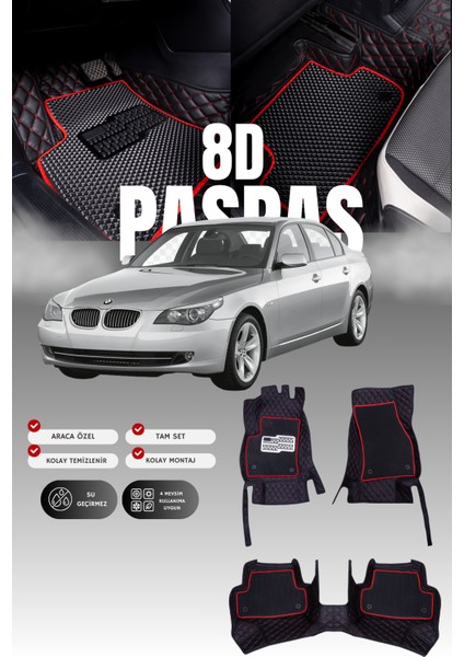 Bmw 5 Serisi E60 (2003-2010) 8d Deri Havuzlu Oto Paspas | Tam Koruma,araca Özel & Hızlı Montaj