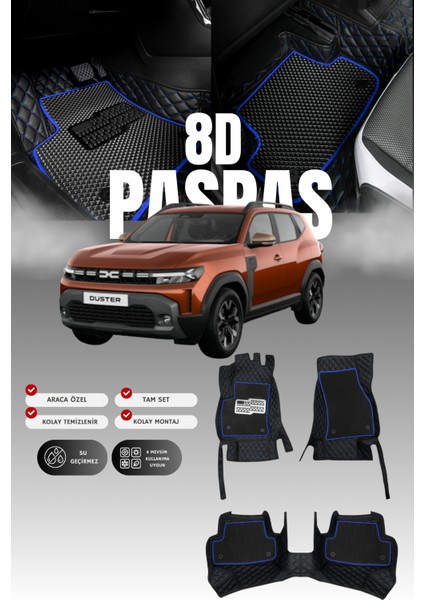 Renault Duster Mild-Hibrit (2024 ve Sonrası) 8d Deri Havuzlu Oto Paspas | Tam Koruma