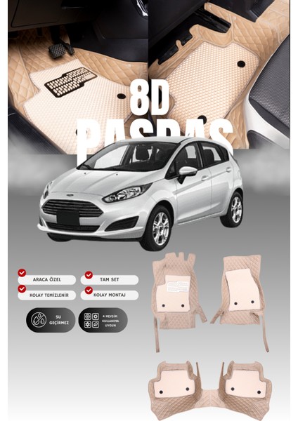 Ford Fiesta (2010-2016) 8d Deri Havuzlu Oto Paspas | Tam Koruma,araca Özel & Hızlı Montaj