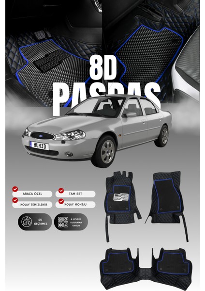 Ford Mondeo (1996-2000) 8d Deri Havuzlu Oto Paspas | Tam Koruma,araca Özel & Hızlı Montaj